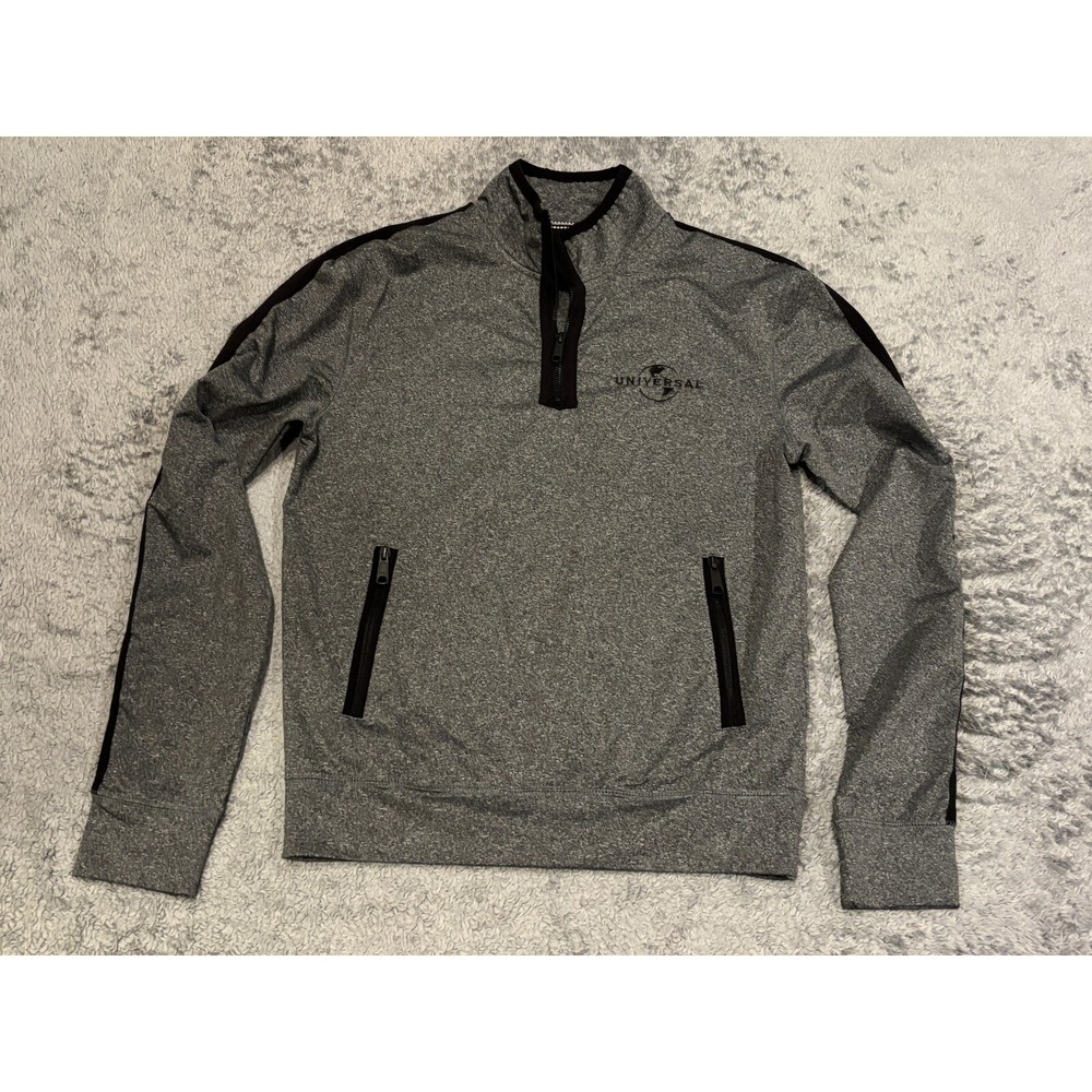 Universal Studios 1/4 Zip Sweater Mens Small Gray Pockets Fleece Souvenir